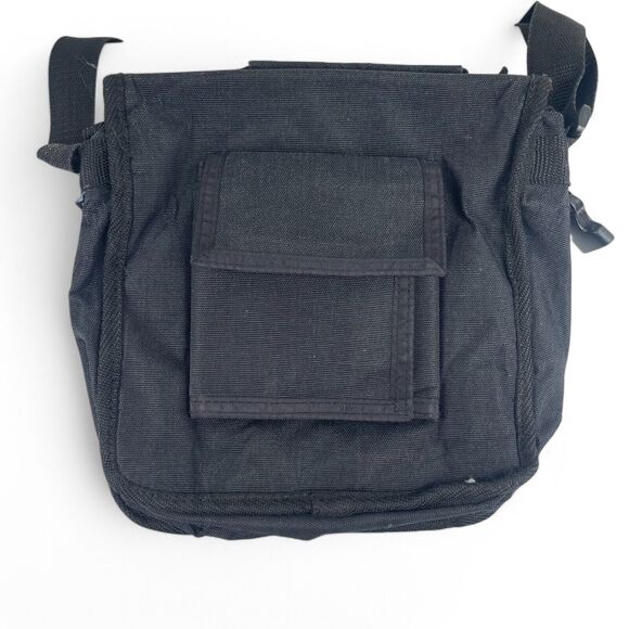 VTG 90s Y2K Mudd Black Messenger Bag Crossbody Canvas Pockets School Goth Defect - Picture 8 of 14